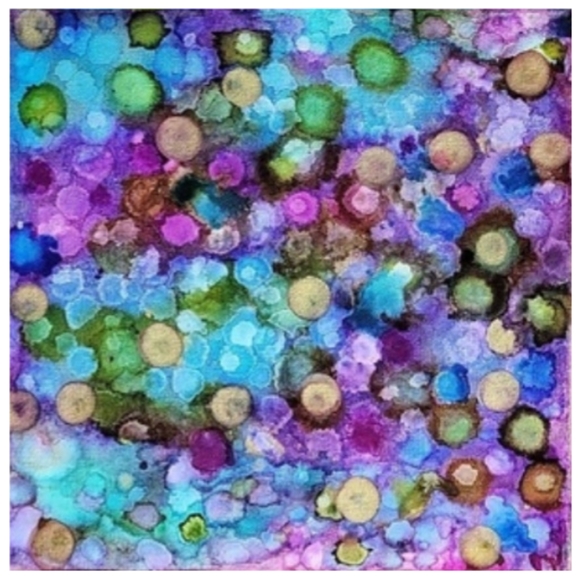 Hand Crafted Abstract Design 12x12 Inches Canvas Picture - Picture 3 of 4